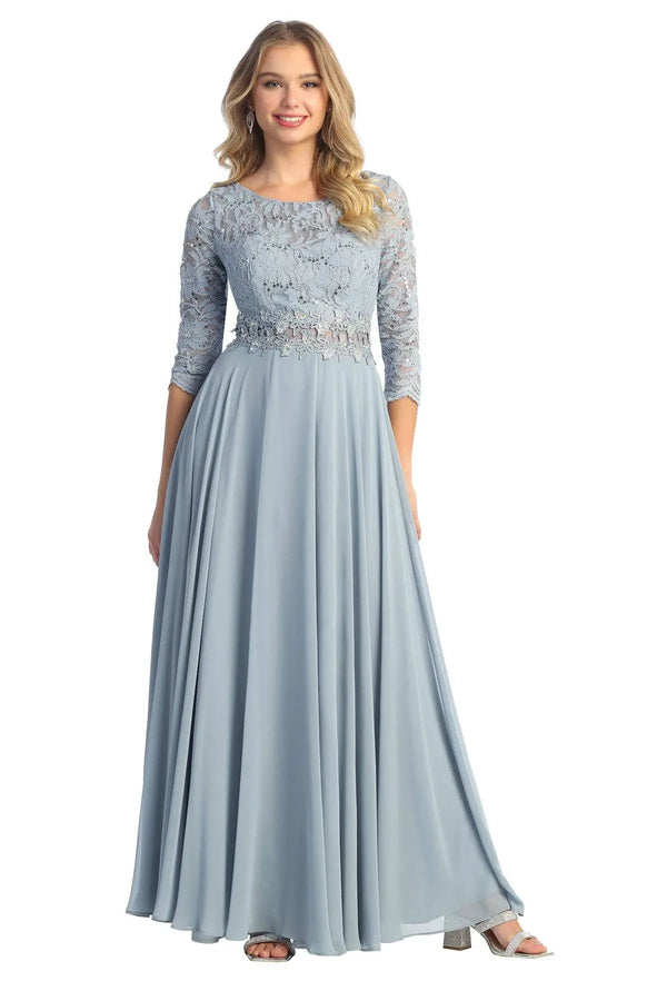Cindy Collection USA Dusty Blue Long Dress