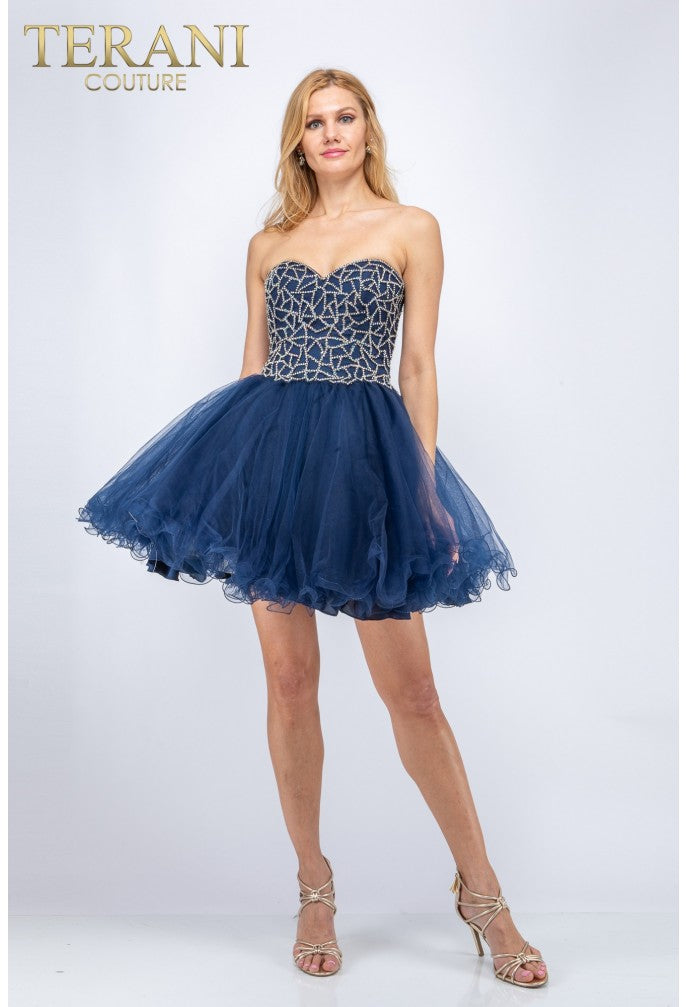 Terani Couture 1611P0103 Homecoming Cocktail A-Line Short Mini Formal Polyester Dress