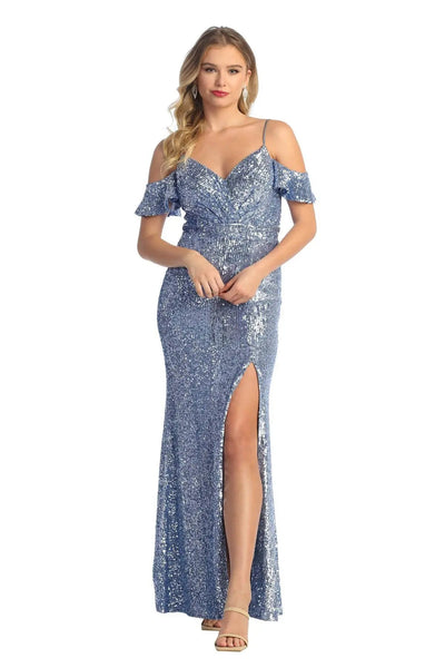 Cindy Collection 1660 Off Shoulder Full Sequin Dress with Sparkling Detail