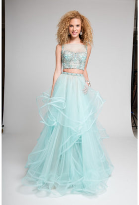 Terani Couture 1711P2686 Formal Prom A-Line Two-Piece Sleeveless Long Polyester Dress