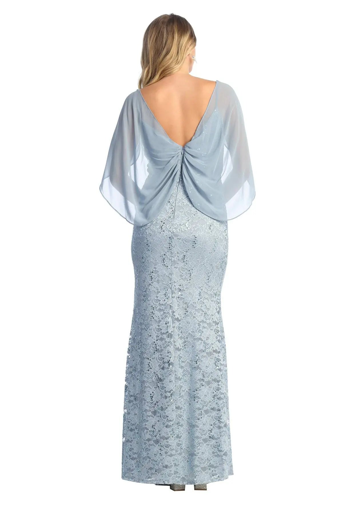 Cindy Collection 1614 Chiffon Winged Slit Mother of the Bride Dress