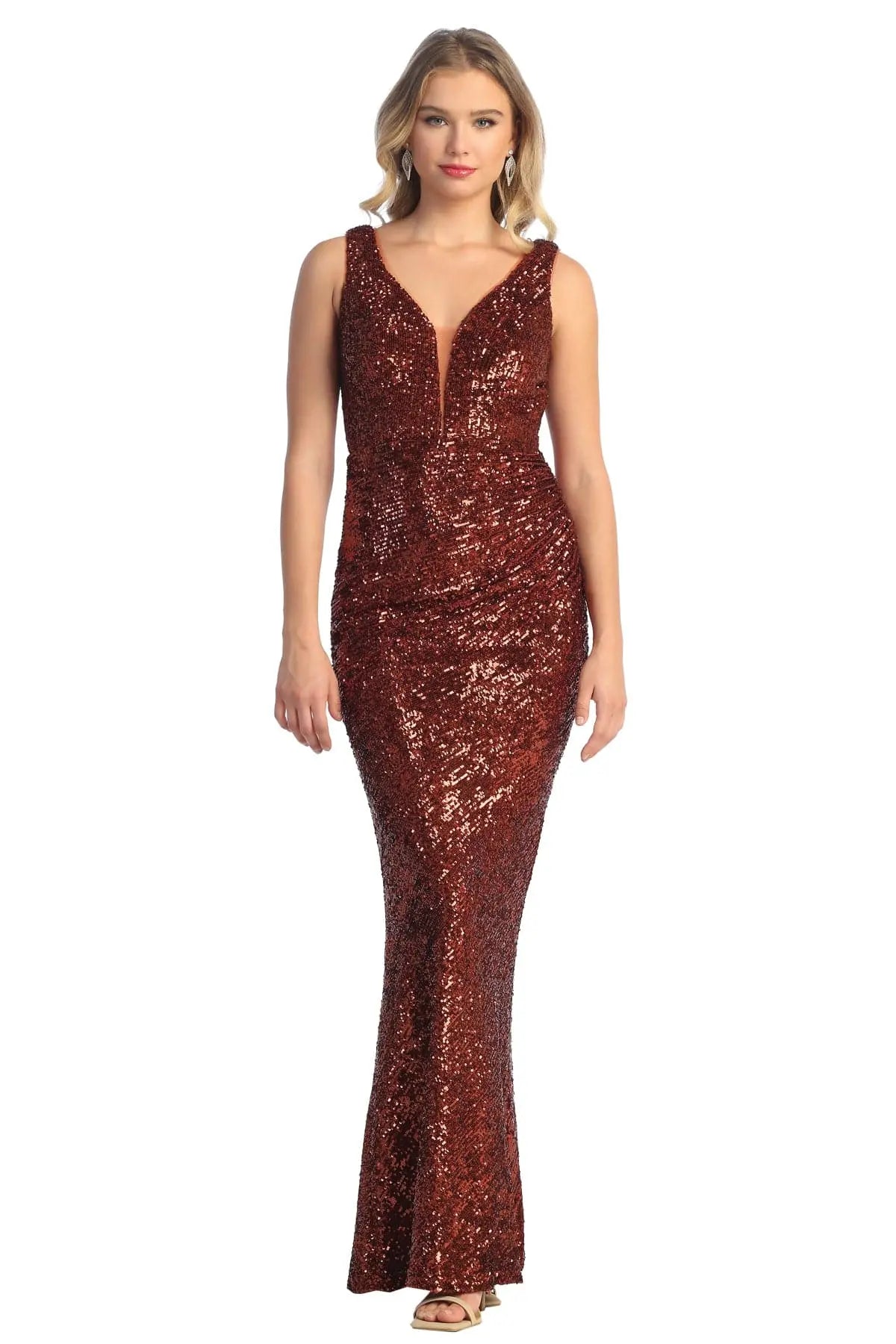 Cindy Collection 1745 Sequined Mermaid Silhouette Dress with Shimmering Detail