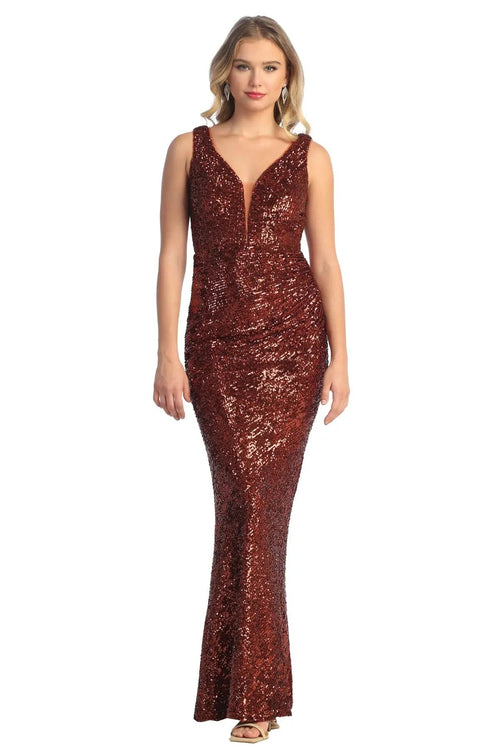 Cindy Collection 1745 Sequined Mermaid Silhouette Dress with Shimmering Detail