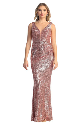 Cindy Collection 1745 Sequined Mermaid Silhouette Dress with Shimmering Detail