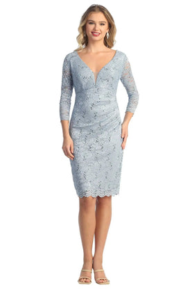 Cindy Collection 1749 Floral Lace Sequin Embroidered Short Dress