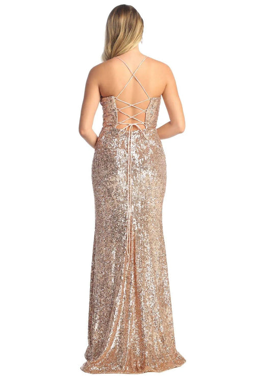 Cindy Collection 1756 Sparkling Sequin Embellished Corset Evening Dress