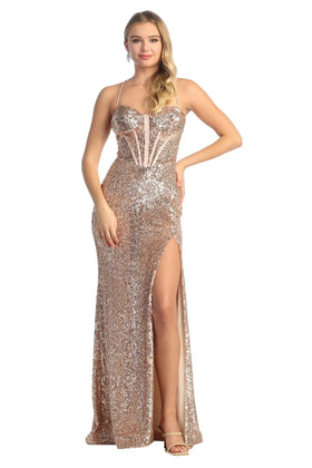 Cindy Collection 1756 Sparkling Sequin Embellished Corset Evening Dress