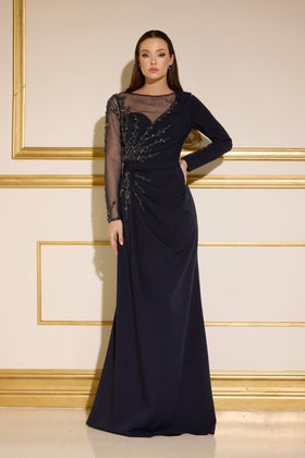 Terani Couture 252M5341 Elegant Mother of the Bride Long Formal Stretch Mikado Dress