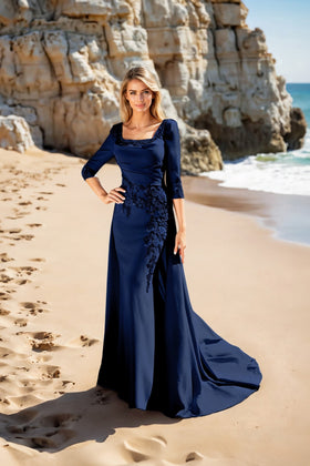 Terani Couture 252M5338 Elegant Mother of the Bride Wedding Long Evening Crepe Dress