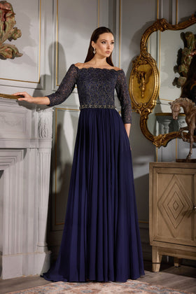 Terani Couture 252M5332 Mother of the Bride Wedding A-Line Long Formal Metallic Dress