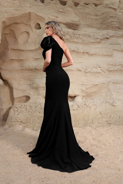 Terani Couture 252E5514 Sophisticated Formal One-Shoulder Evening Stretch Satin Dress