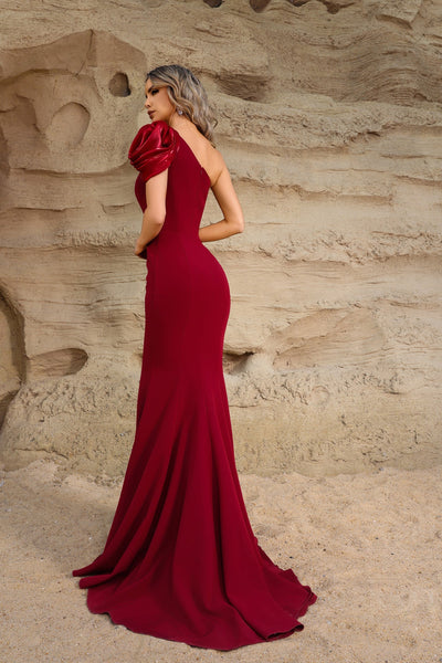 Terani Couture 252E5514 Sophisticated Formal One-Shoulder Evening Stretch Satin Dress