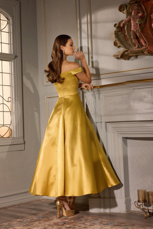 Terani Couture 252C5004 Elegant Cocktail Prom Off-Shoulder Evening Matte Satin Dress