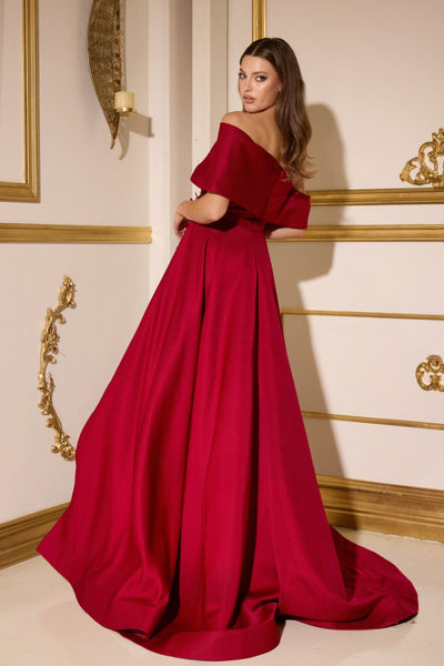 Terani Couture 252M5312 Elegant Glamorous Evening Prom Off-Shoulder Matte Satin Dress