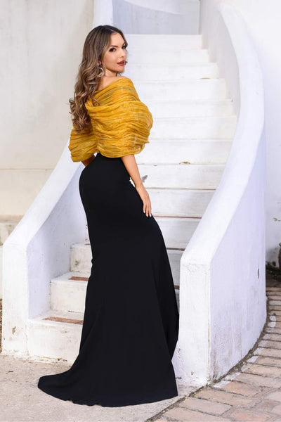 Terani Couture 252E5181 Elegant Evening Prom Fit-and-Flare Ruffled Formal Crepe Dress