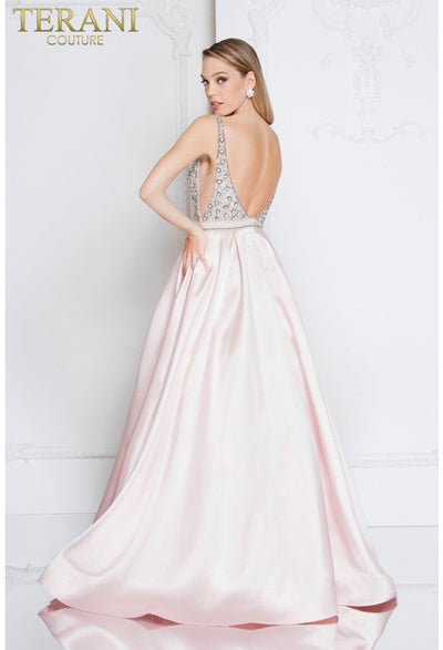 Terani Couture 1811P5249J Sophisticated Evening Prom Long Blush Formal Polyester Dress