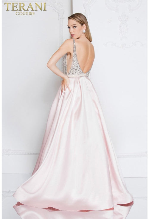 Terani Couture 1811P5249J Sophisticated Evening Prom Long Blush Formal Polyester Dress