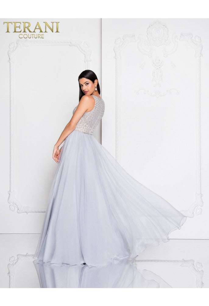 Terani Couture 1811P5814 Vestido largo de fiesta con cuentas y corte formal