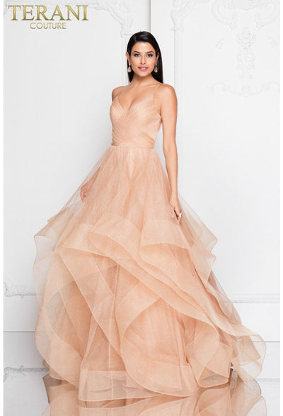Terani Couture 1811P5849J Glamorous Formal BallDress Spaghetti Strap Evening Tulle Dress