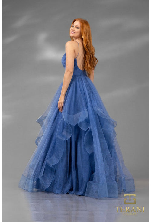 Terani Couture 1811P5849J Sophisticated Prom BallDress Long Evening Glitter Tulle Dress