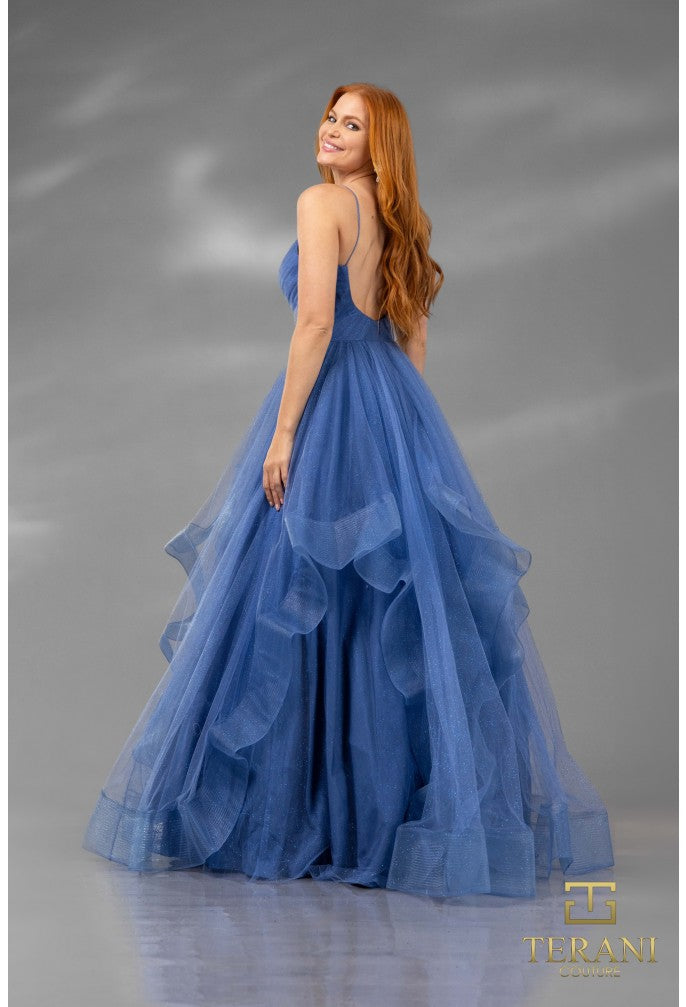 Terani Couture 1811P5849J Vestido largo de fiesta con brillo