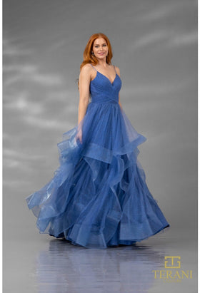 Terani Couture 1811P5849J Glamorous Formal BallDress Spaghetti Strap Evening Tulle Dress