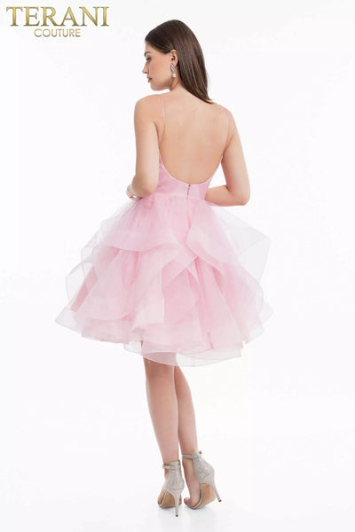 Terani Couture 1821H7770 Sophisticated Cocktail Pleated Evening Premium Dress