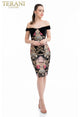 Cocktail Dresses Fitted Knee Length Pattern Cocktail Dress Black Multi