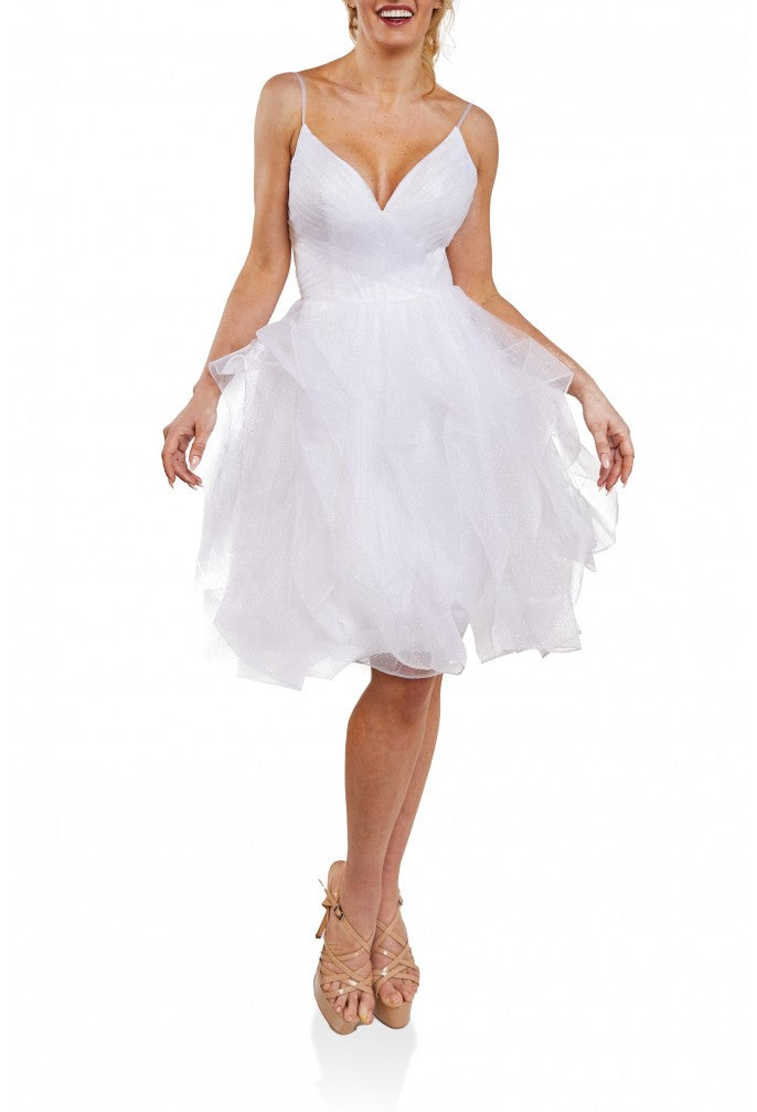 Pleated Bodice And Hilow Flounce Skirt - Terani Couture 1821h7770