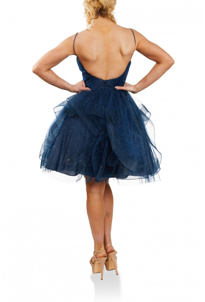 Pleated Bodice And Hilow Flounce Skirt - Terani Couture 1821h7770