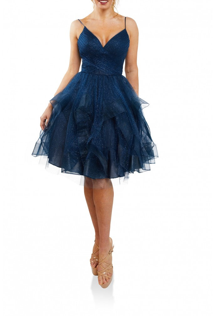 Pleated Bodice And Hilow Flounce Skirt - Terani Couture 1821h7770