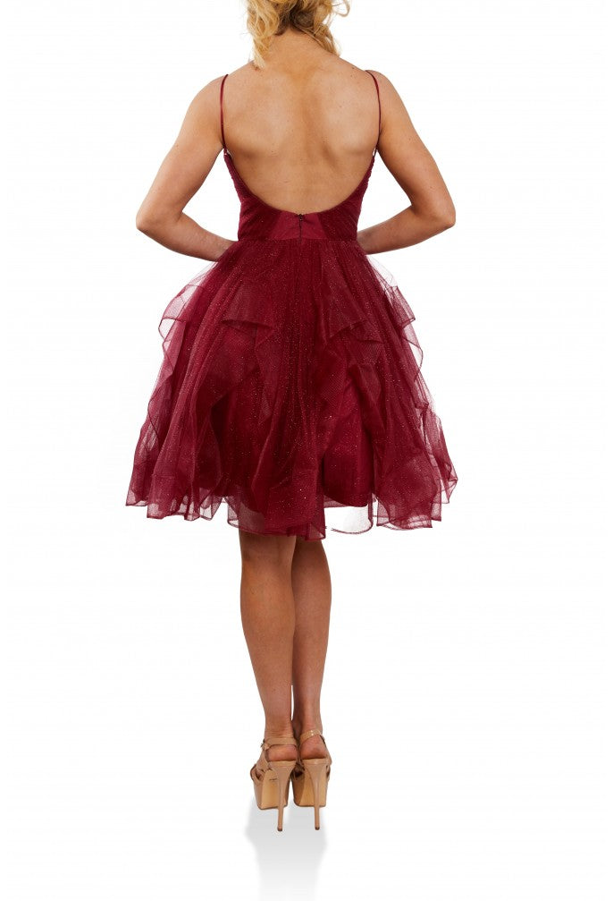 Pleated Bodice And Hilow Flounce Skirt - Terani Couture 1821h7770