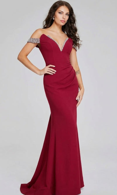 Jovani 42394 - Off Shoulder Beaded Gown