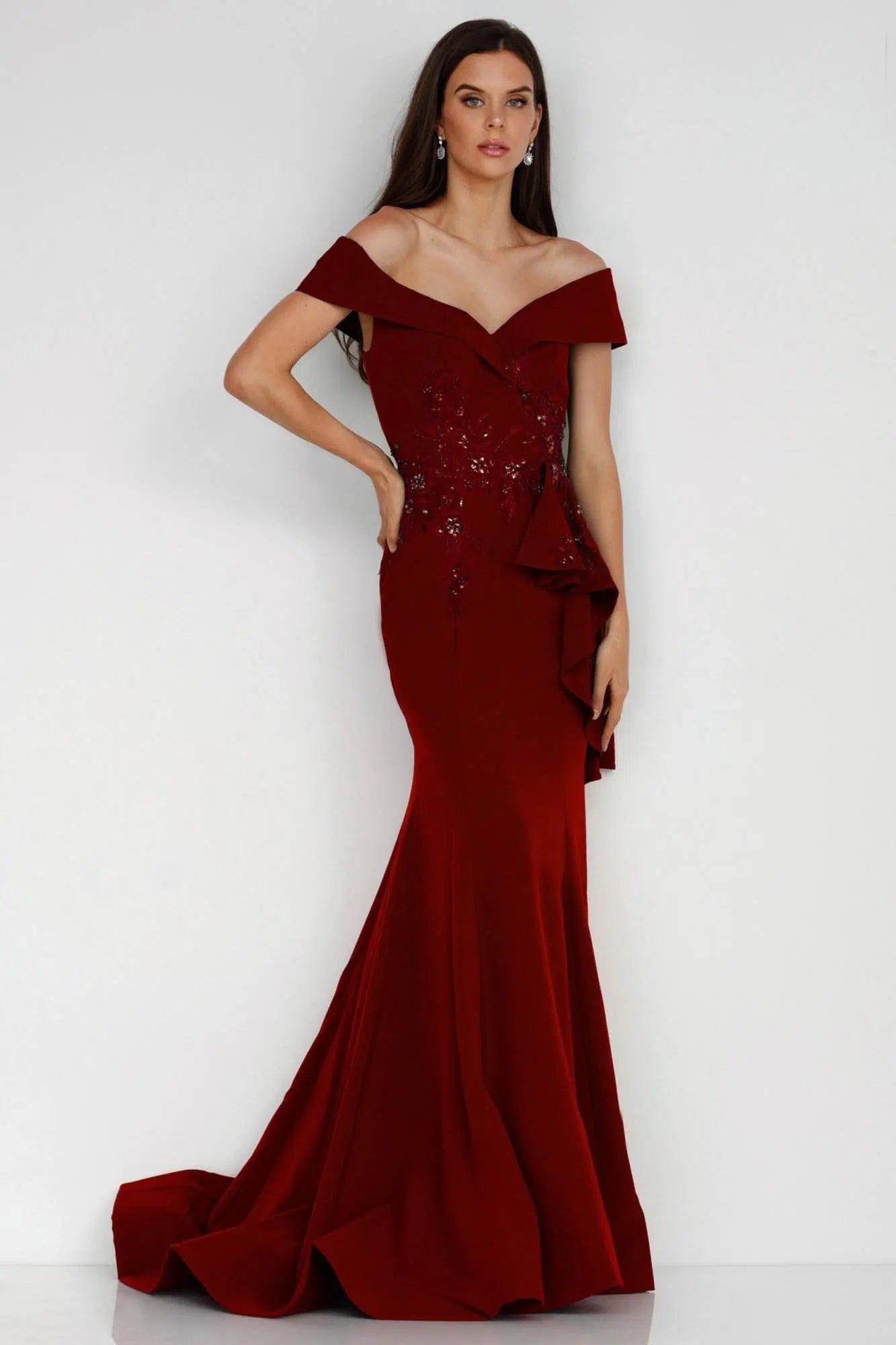 Terani Couture 1911m9339 Off-shoulder Floor-length Evening Gown