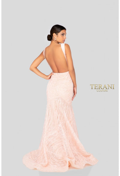 Terani Couture 1911P8158 Prom Floral Applique Long Blush Evening Premium Dress