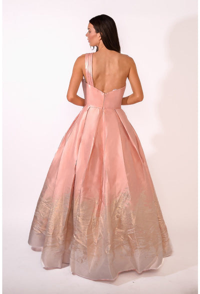 Terani Couture 1912E9180 Glamorous Formal Prom One-Shoulder A-Line Long Metallic Dress