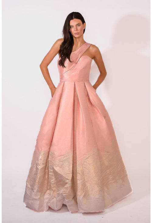 Terani Couture 1912E9180 Glamorous Formal Prom One-Shoulder A-Line Long Metallic Dress