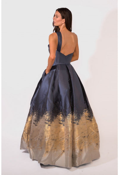 Terani Couture 1912E9180 Glamorous Formal Prom One-Shoulder A-Line Long Metallic Dress