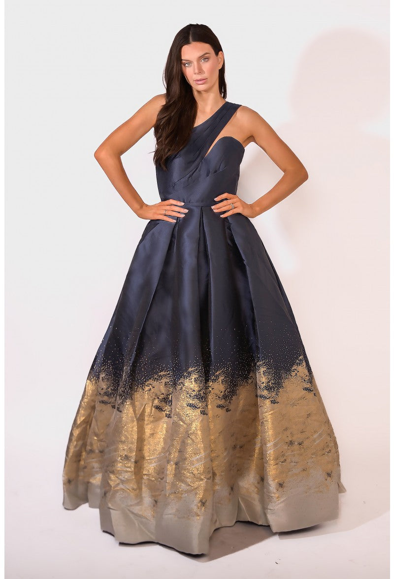 Vestido largo de fiesta con un solo hombro y escote pronunciado - Terani Couture 1912e9180