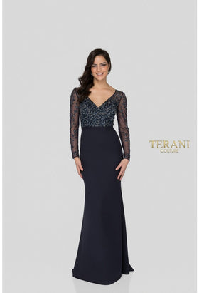 Terani Couture 1912M9352 Evening Mother of the Bride Illusion Long Formal Beaded Dress
