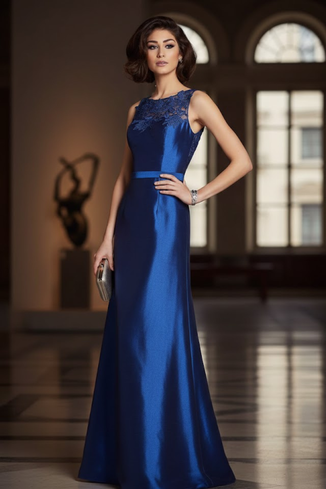 Clarisse M6235 Evening A-Line Illusion Glitter Blend Dress