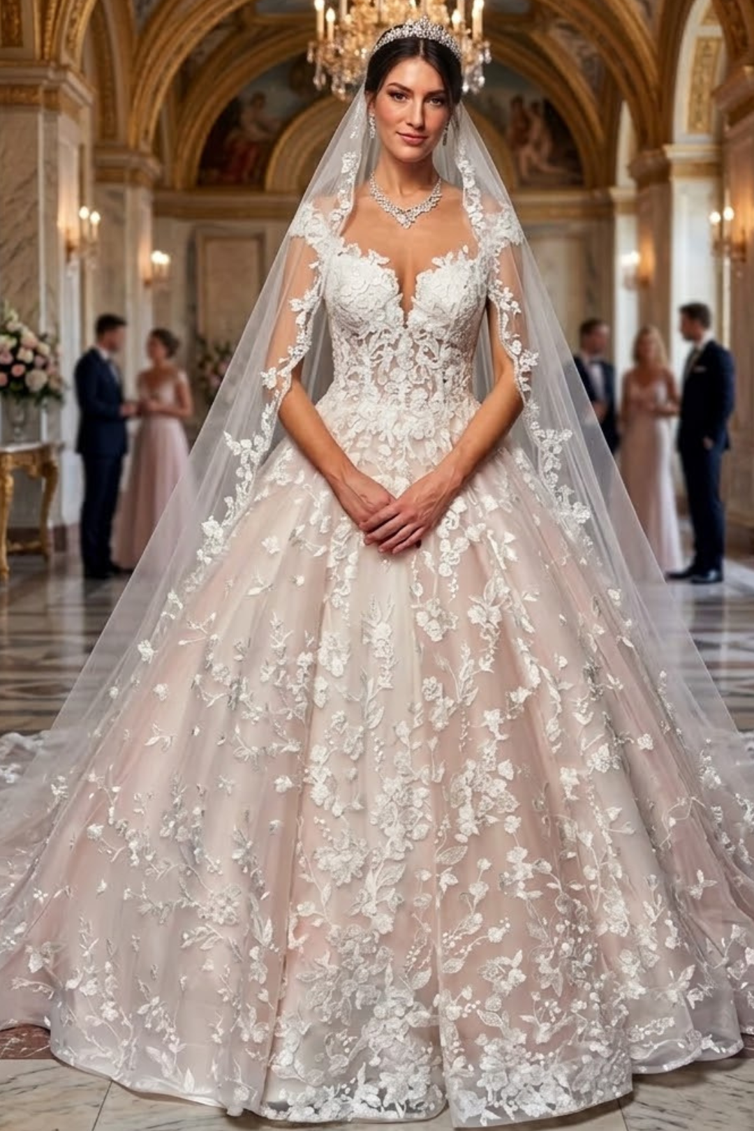 A-Line Wedding Dress with Cap Sleeves & Illusion Boat Neckline