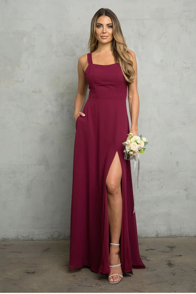 Eva USA 3485 Bridesmaids Long Slit Formal Dress
