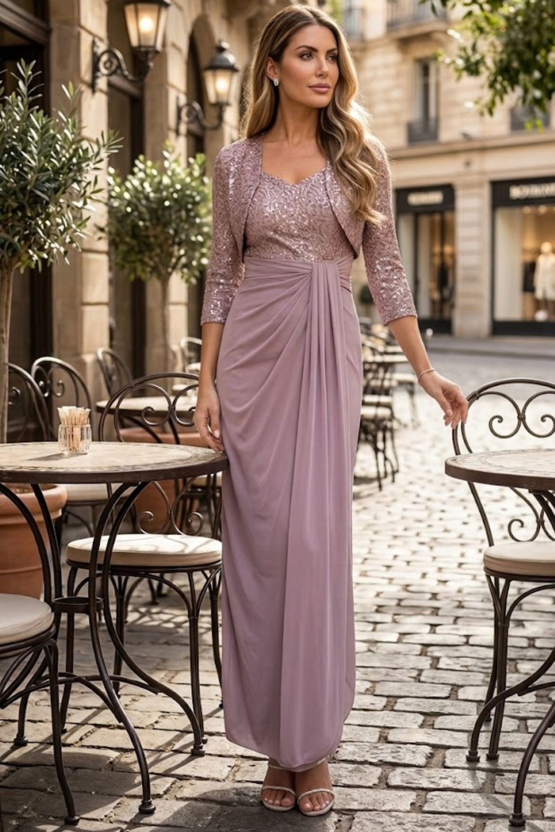 evening dress with bolero Long 2-Piece for Mother of the Bride by Eva USA providing a stable and Vibrant Lime Green ning metallic belt Size:EU 44 / US 12