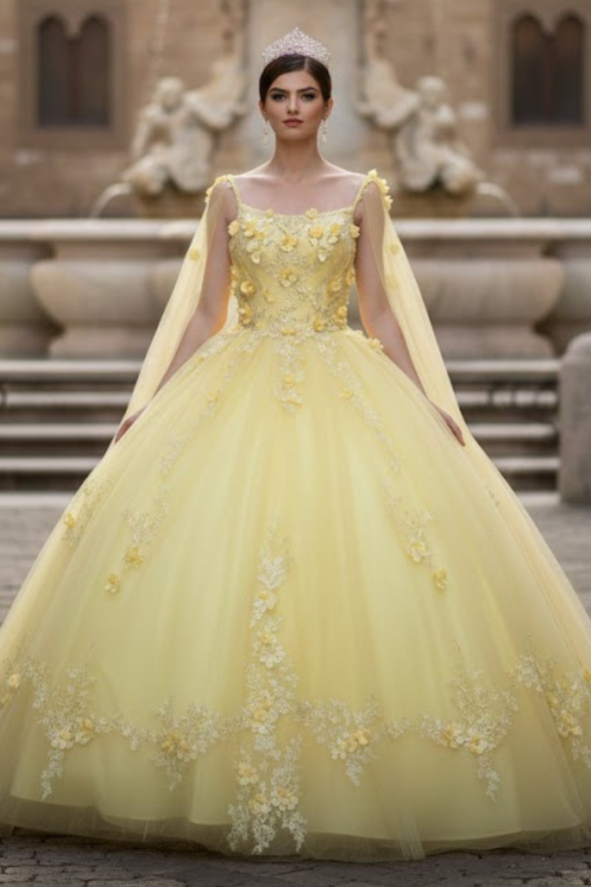 Quinceanera Dress Ball Gown Cape Sleeve 3D Floral and Plus Size