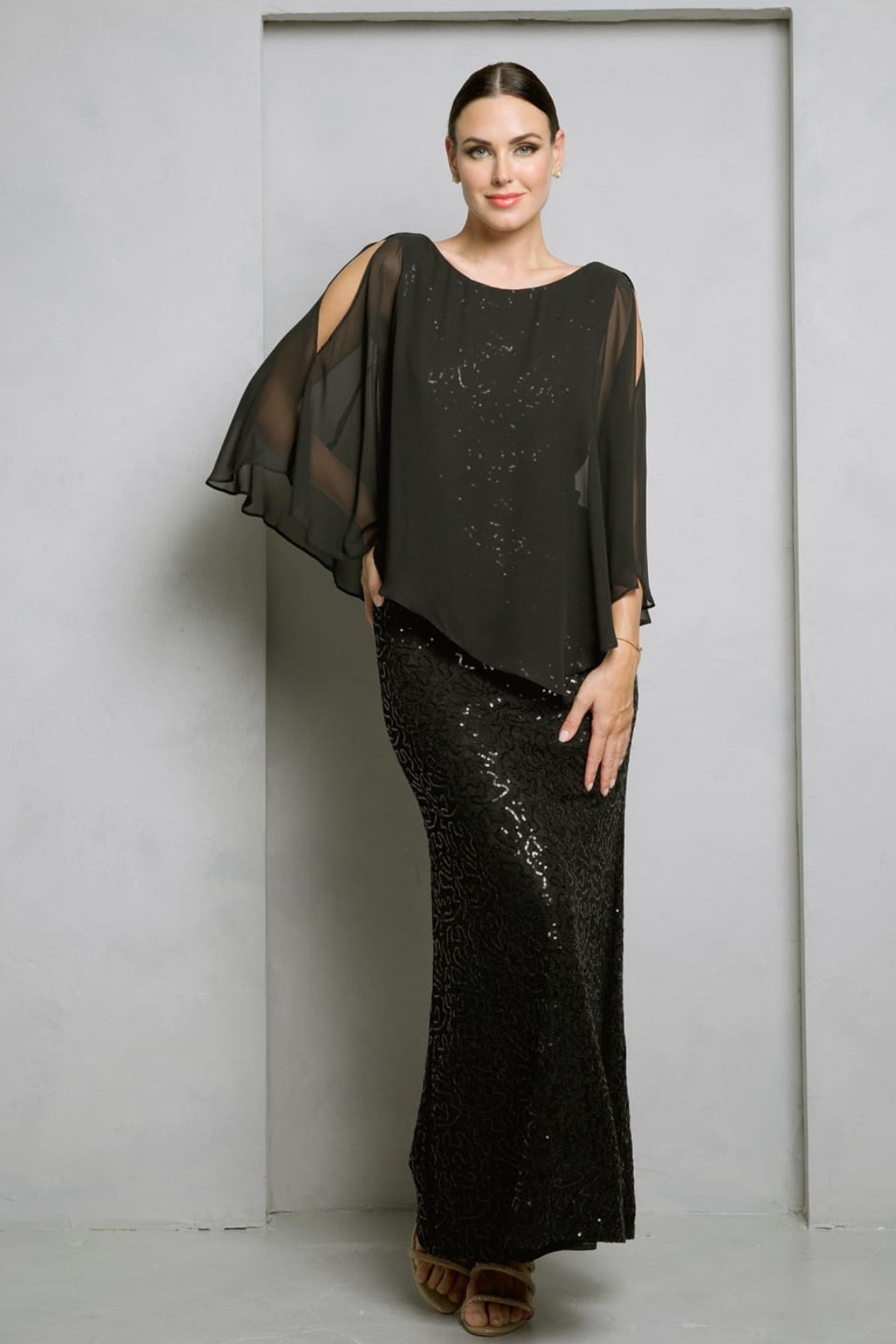 Eva USA 3496 Plus Size Funeral Dress in Black