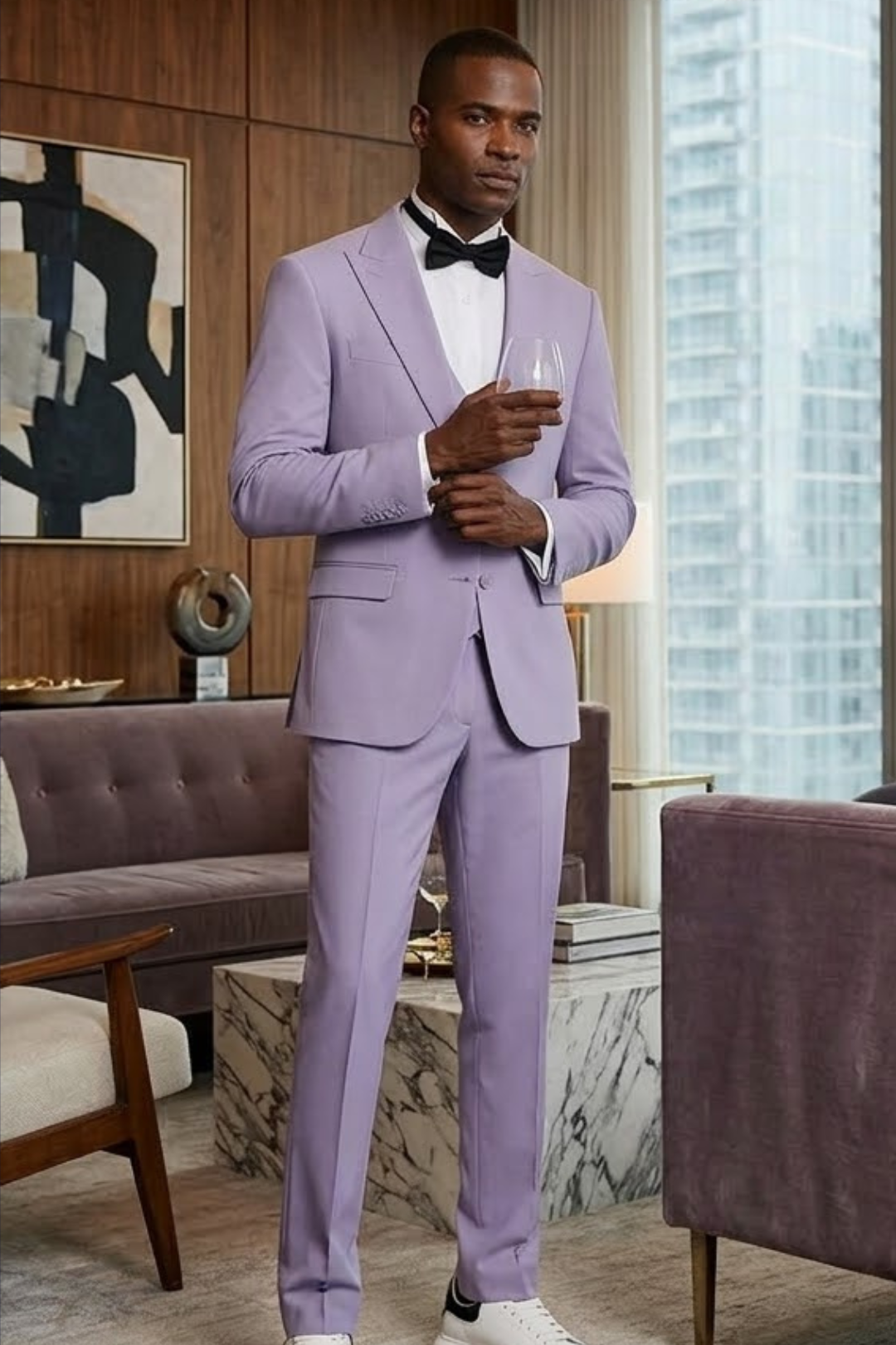 Three Piece Lavender Groomsmen Suit for Men & Boys - Perfect for Weddings