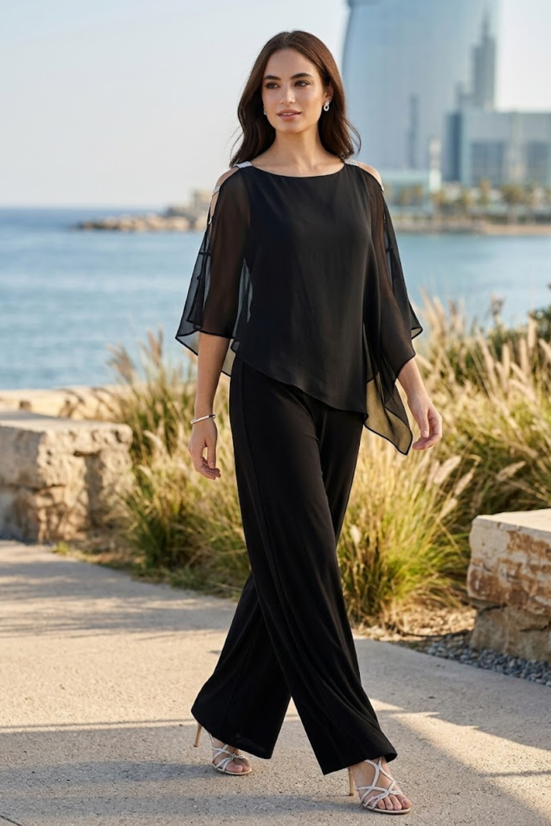 Women's Black Pant Suit for Funeral – Eva USA 3381