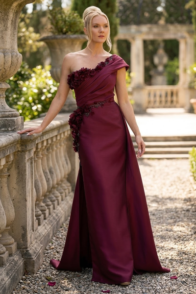 Terani Couture 252E5116 Glamorous Prom Slit Long Evening Stretch Emerald Mikado Dress
