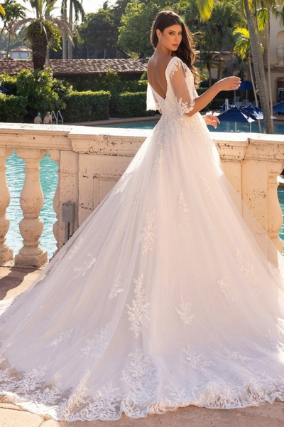 Primavera Couture 11134 Long Bridal A-Line Lace Applique Wedding Dress